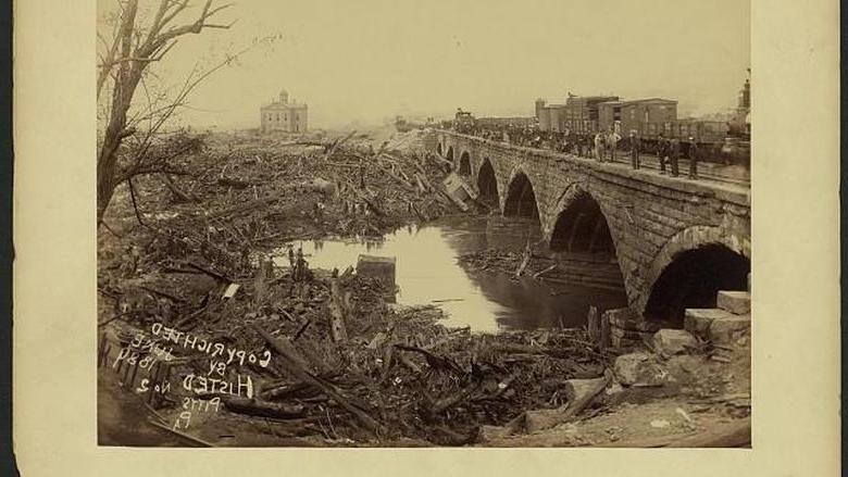 1889年约翰斯敦洪水破坏的照片